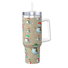 40oz Stainless Steel Tumbler with Handle and Straw