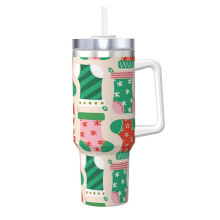 40oz Stainless Steel Tumbler with Handle and Straw