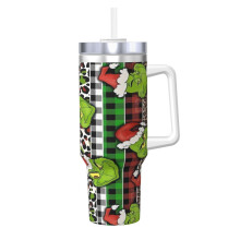 Grin-Ch 40oz Stainless Steel Tumbler with Handle and Straw