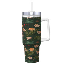 40oz Stainless Steel Tumbler with Handle and Straw