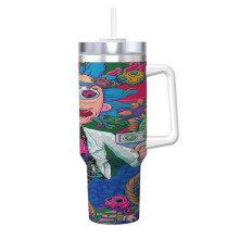 Rick and Morty Tumbler 40 oz Stainless Steel with Handle