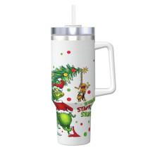 Grin-Ch 40oz Stainless Steel Tumbler with Handle and Straw