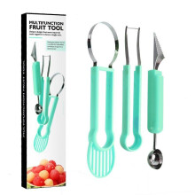 eMazing 4-in-1 Fruit Slicer and Decorating Tool, Stainless Steel & Plastic, Compact 28x6.2 cm, Green