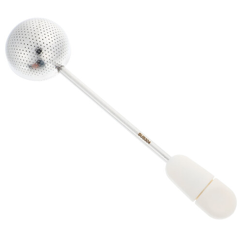 Boule à thé en acier inoxydable avec poignée, blanche 1