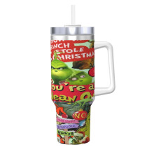 Grin-Ch 40oz Stainless Steel Tumbler with Handle and Straw