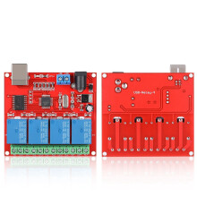 Módulo de relé USB de 4 canales, tarjeta de interruptor de control para PC DC24V, compatible con expansión de controlador inteligente.