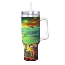 Rick and Morty Tumbler 40 oz Stainless Steel with Handle