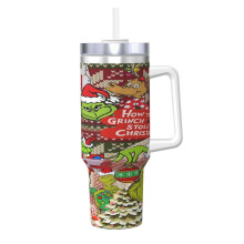 Grin-Ch 40oz Stainless Steel Tumbler with Handle and Straw