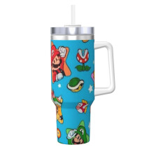 Mario Tumbler 40oz Stainless Steel with Handle and Straw
