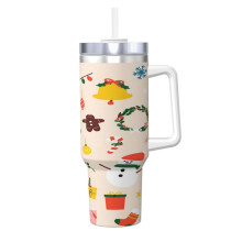 40oz Stainless Steel Tumbler with Handle and Straw