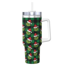 Grin-Ch 40oz Stainless Steel Tumbler with Handle and Straw