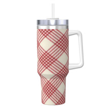 Christmas plaid tumbler stainless steel 40 oz with handle