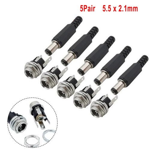 DC5,52,1 mm han-til-hun-stikadapter, 5 par 2