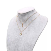 RSAMD2 Stück Charm Mond-Sonne Paar Halskette Edelstahl Mond-Sonne Anhänger Gliederkette - Gold 2 Stück/Lot