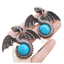 Blå Turkos Wyvernhänge Reiki Healing Amulett 2 st
