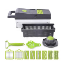 14in1 Multifunctional Vegetable Chopper, Vegetable Slicer Dicer Cutter, Black/Green, Kitchen Cutting Tool