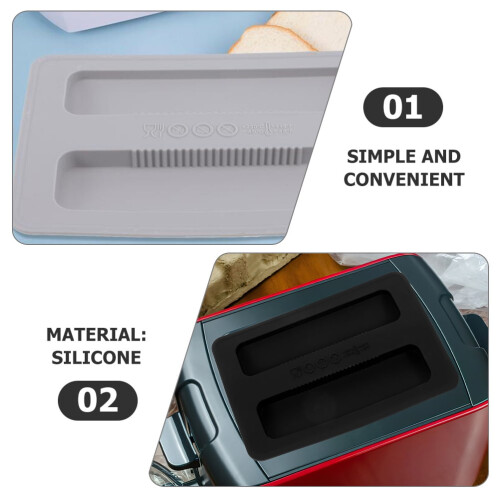 Conjunto de 2 peças de capa protetora de silicone para torradeira, cinza e preta. 2