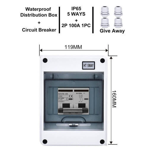 PV Disconnect Box DC1000V Solar Isolator Switch6-125A 2