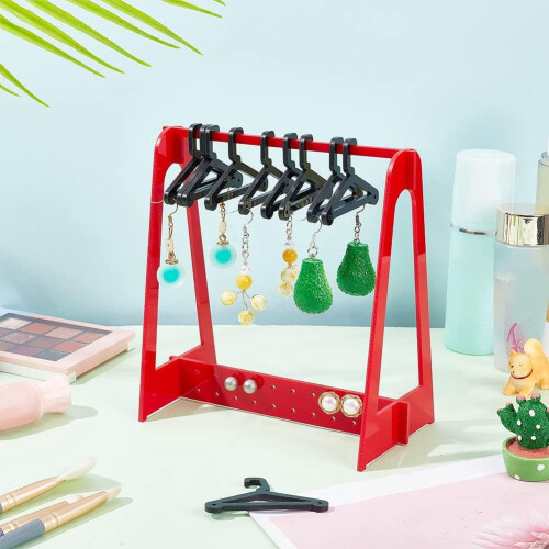 Ohrringhalter-Ablage, roter Ohrstecker-Organizer, 12 Mini-Aufhänger 1
