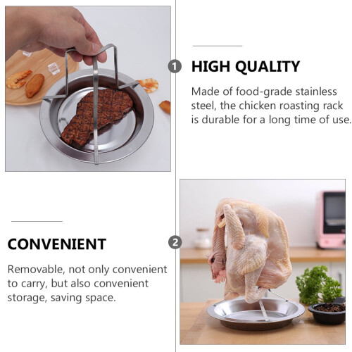Stainless Steel Chicken Roasting Rack with Drip Pan 2