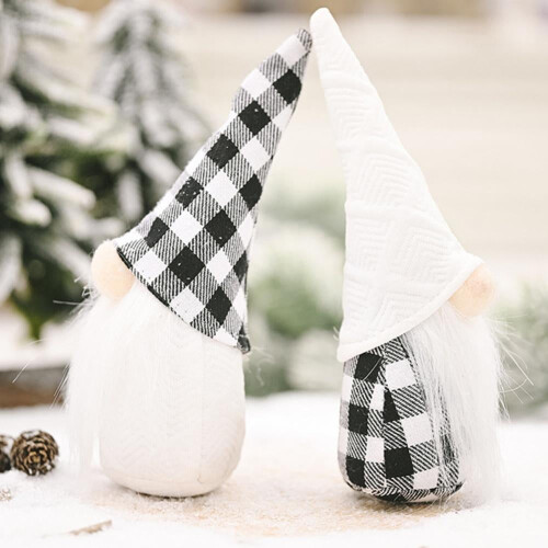 Christmas gnome ornaments black and white 2 pcs 2