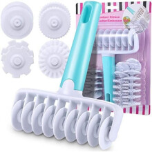 Cake Land 4-in-1 Multifunctional Dough Cutter Adjustable Width 1.5-12cm Baking Pastry Scorer 16.5x14x3.5cm Blue