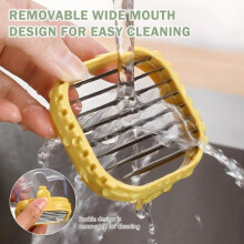 Stainless Steel Manual Vegetable and Fruit Slicer, Fast Cutting with Bowl, Yellow