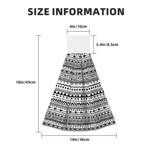Ασπρόμαυρες πετσέτες χειρός Tribal Aztec με θηλιά Velcro, 1