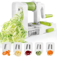 Folding Manual Vegetable Chopper 5 Blades Stainless Steel Suction Base Kitchen Slicer Dicer