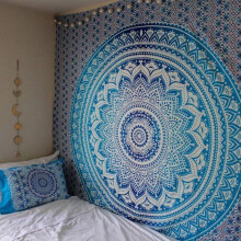 Tapisserie Prettyui Mandala indien à changement de couleur, décoration intérieure, serviette de plage, tapis de yoga/pique-nique