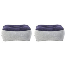 2X PVC Inflatable Foot Pad Pillow, Travel Flocking Pillow Relaxation Pad Outdoor Foot Massage Pad