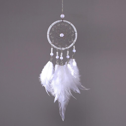 Handmade dream catcher wall hanging with feathers