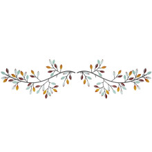 Decorazione murale in metallo a forma di foglia d'albero e ramo d'ulivo (2 pezzi)