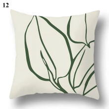 Cotton Linen Pillowcase Modern Green Geometric Pattern 2 pcs