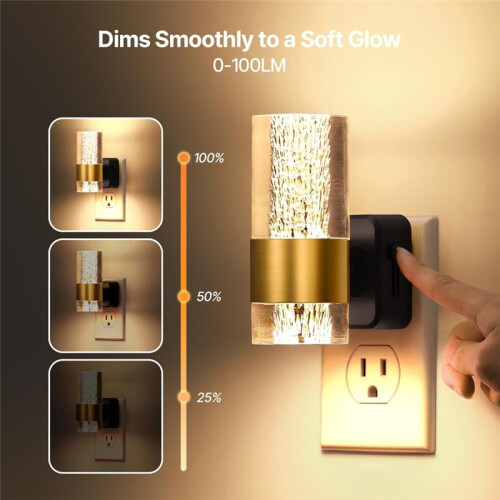 LED Night Lights Plug Into Wall 2-Pack, 3000K Plug in Night Light Dusk to Dawn Sensor, Adjustable Brightness EU Plug 1