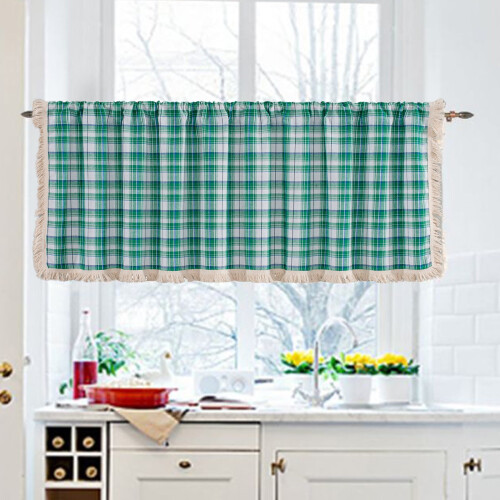 Plaid Blackout Curtain Valance Green 59x18 in 1 Panel 2