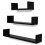 Black MDF U-Shaped Wall Shelf Book DVD Storage 3 1