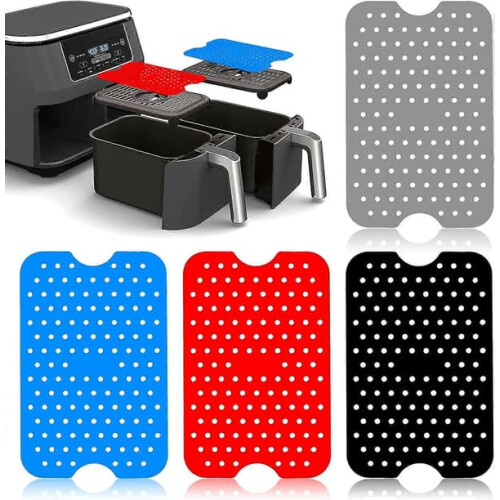Silikon-Doppelkorb-Set für Heißluftfritteusen, 4er-Pack