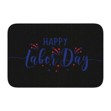 Glædelig Labor Day Logo Superblødt Skridsikkert Badetæppe Til Badeværelse Køkken Soveværelse Hjem Gulvtæppe, 15,75x23,62" Gulvmåtter
