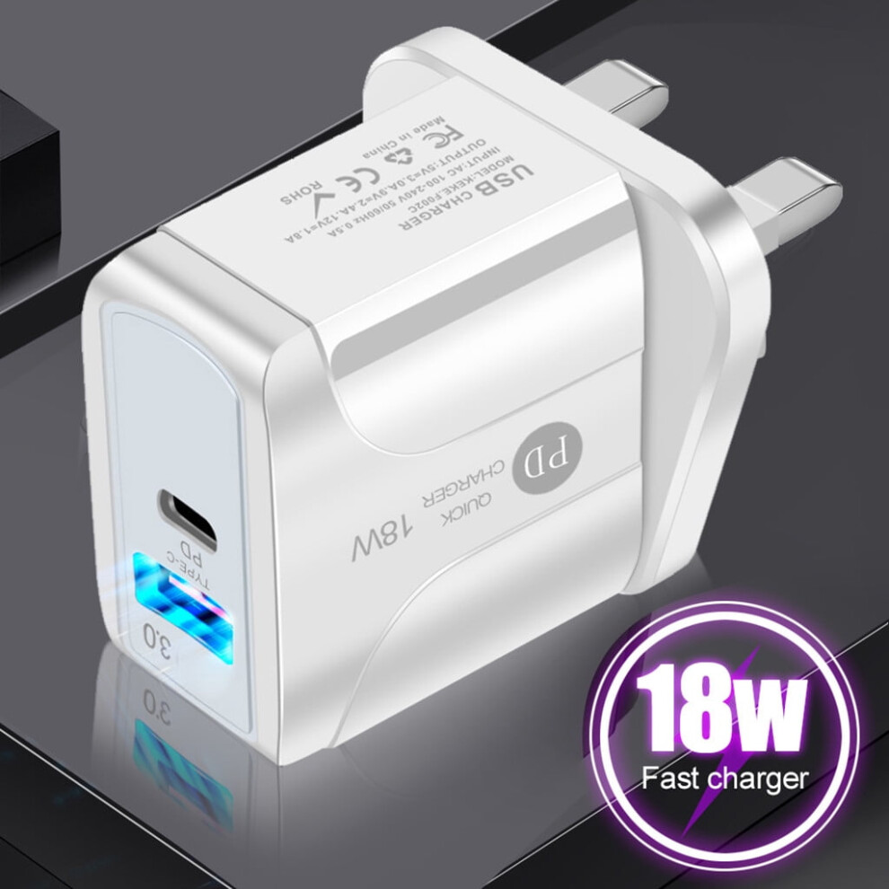 Quinlirra Qc 3.0 18W Usb Pd Charger With Dual Ports White 975221772930