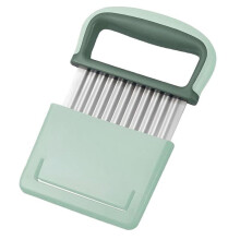 Feliator Wavy Crinkle Cutter Stainless Steel Blade Comfort Grip Kitchen Vegetable Slicer Green 3.5x2.8in