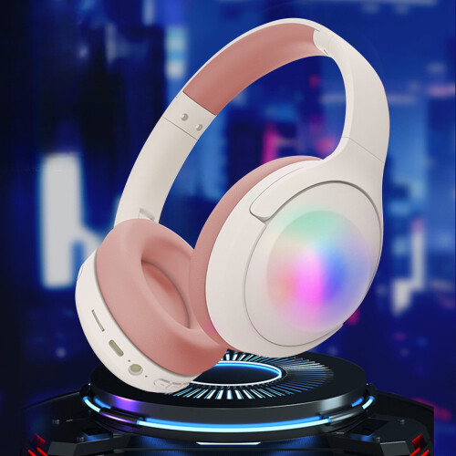 Ασύρματα πτυσσόμενα ακουστικά παιχνιδιών Bluetooth5.3, φως LED, ήχος surround, μικρόφωνο, AUX,