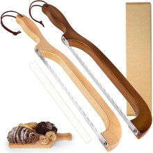 Wooden Bread Knife Set 42x5.8cm Stainless Steel Serrated Blade MWAOWM 2-Pack Bread Slicer