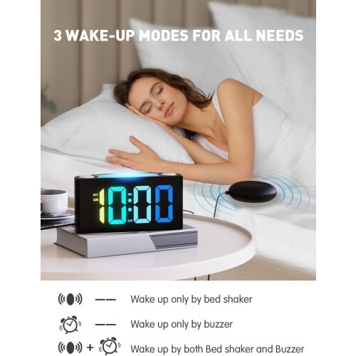 Vibrating Alarm Clock with Bed Shaker for Heavy Sleepers, 2
