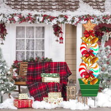 Décorations de Noël pour jardin, piquets et panneaux - Décorations géantes pour le Nouvel An, allée et chemin - Thème : Fête de Noël sur le