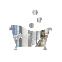 3D Mirror Wall Sticker for Door or Bathroom Silver