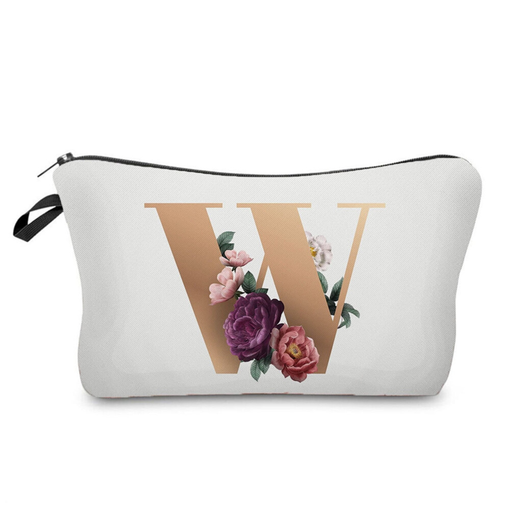 Women's portable gold digital-print cosmetic bag