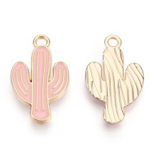 Light Gold Plated Alloy Cactus Pendants 10pc 21x12.5x1.5mm