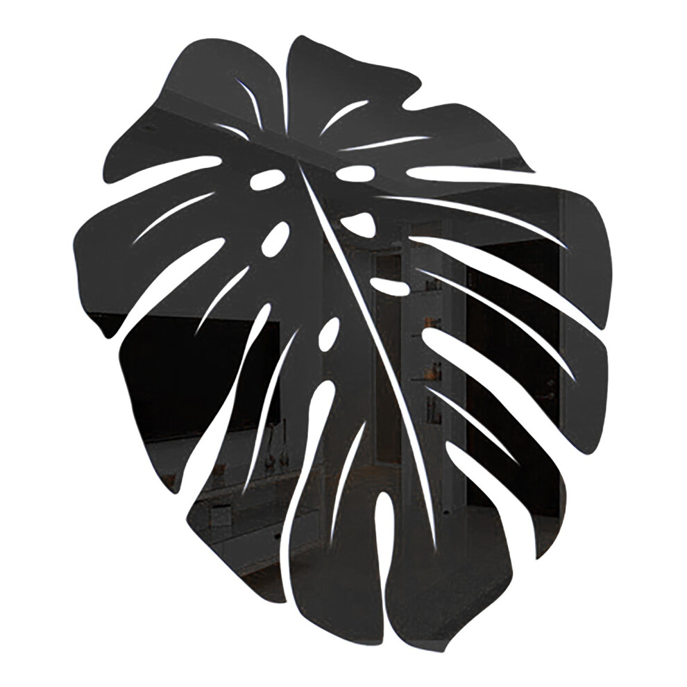 3D Mirror Leaf Flower Acrylic Wall Sticker Set 972700135620