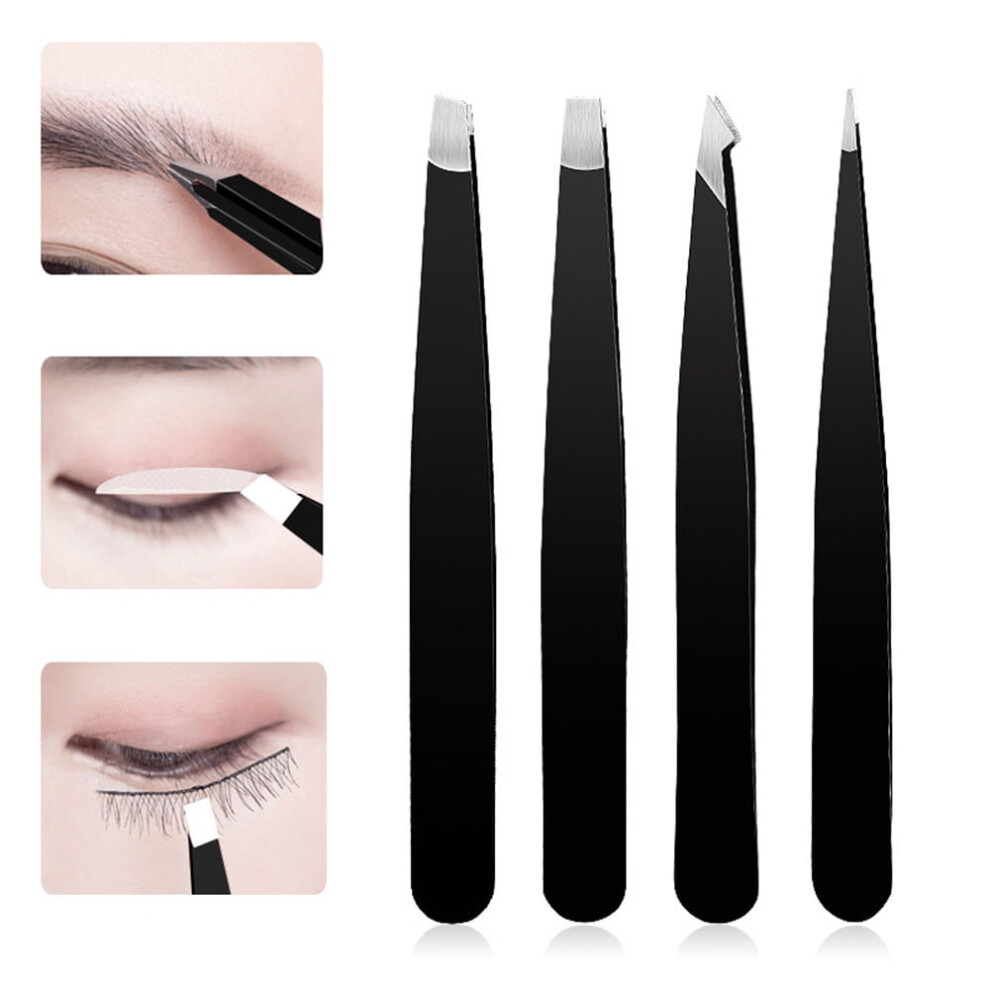 Eyebrow Tweezers Set Stainless Steel 4 Piece